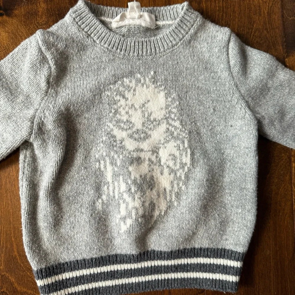 Gap‎ Kids Star Wars Chewbacca Gray Knit Sweater 18-24 Months Striped Trim